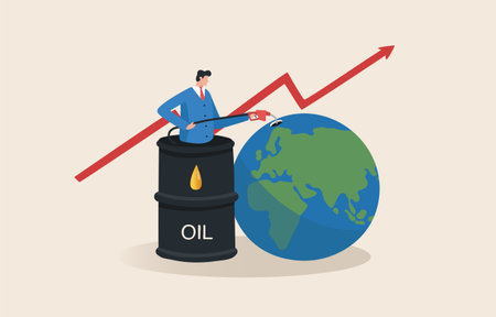 The oil crisis is expensive. shortage of oil. The volatility of crude oil prices in the world market. boycott, wars. vector illustration.のイラスト素材