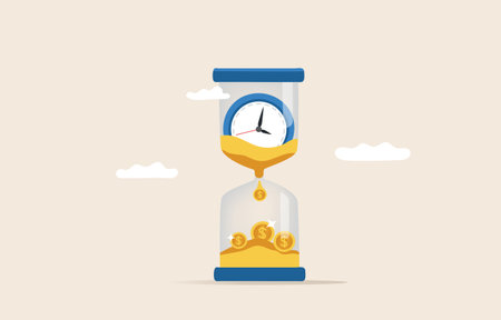 Time is money concept, time value of money, save time, Money saving.Time management.のイラスト素材
