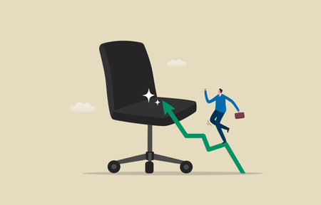 Employee Promotion. New job offer or new career. Success of company employees. Businessman or employee is being promoted. Illustrationのイラスト素材