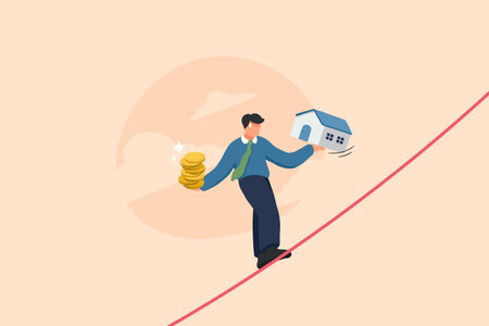 Balancing Homeownership. Struggles Between Debt and Stability.のイラスト素材