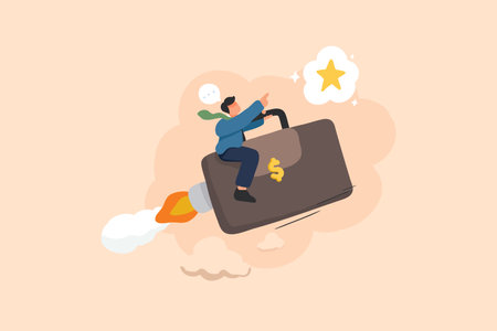 An illustration of a business briefcase featuring a dollar sign, symbolizing financial success and achievement. The design emphasizes upward growth and professional aspirations.のイラスト素材
