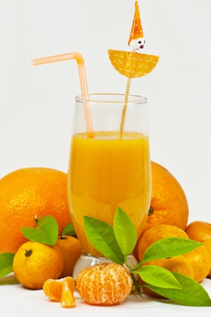 fresh citrus juice with oranges and tangerinesの写真素材