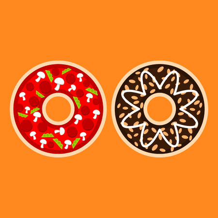 Colorful and sweet doughnut set.のイラスト素材