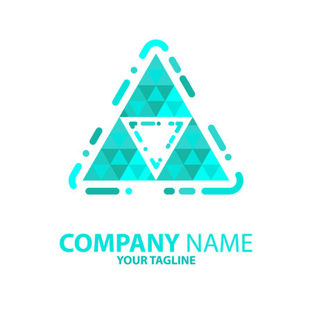 Three triangle pattern logo in green.のイラスト素材