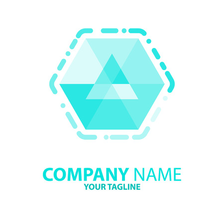 Green Triangle in a Hexagon icon.のイラスト素材