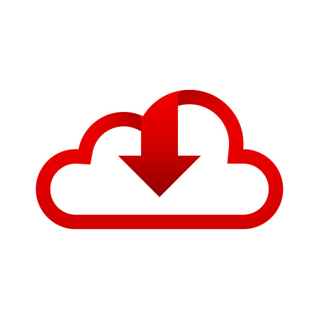 A Logo Cloud red with arrow face down, Logo Cloud red downloadのイラスト素材