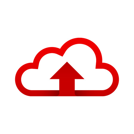 Cloud red with arrow face up icon.のイラスト素材