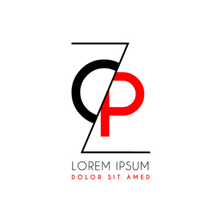 OP icon letter separated by a black zigzag line.のイラスト素材