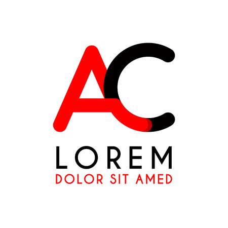 Initial letters A and C with red and black with rounded corners.のイラスト素材