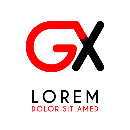 Initial letters G and X with red and black with rounded corners.のイラスト素材