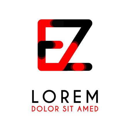 Initial letters E and Z with red and black with rounded corners.のイラスト素材