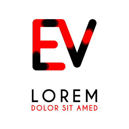 Initial letters E and V with red and black with rounded corners.のイラスト素材