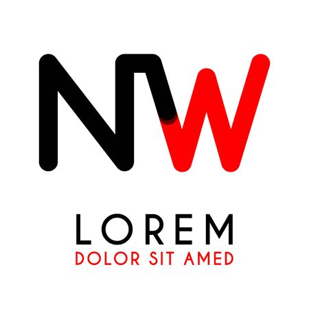 initial Letter NW with red Black and has rounded cornersのイラスト素材