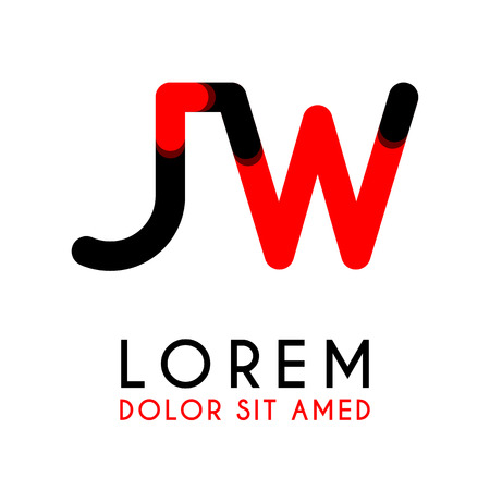 initial Letter JW with red Black and has rounded cornersのイラスト素材