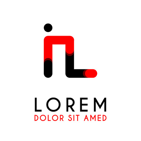 initial Letter IL with red Black and has rounded cornersのイラスト素材