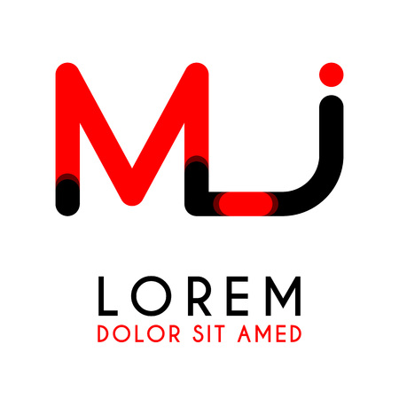 initial Letter MJ with red Black and has rounded cornersのイラスト素材