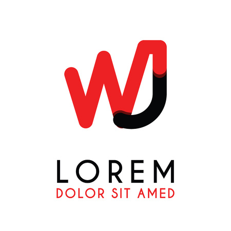 initial Letter WJ with red Black and has rounded cornersのイラスト素材