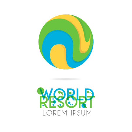 The earth logo is layered with orange, green, blue colorのイラスト素材