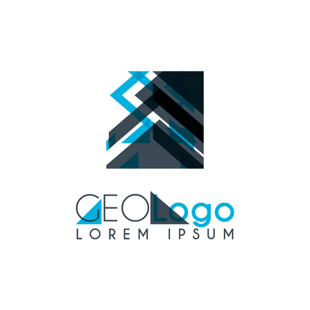geometric logo with light blue and gray stacked for design 2.6のイラスト素材