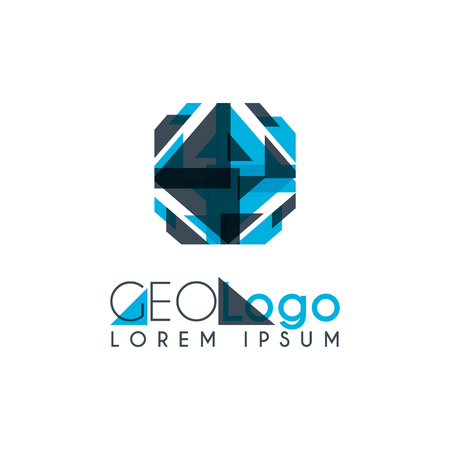 geometric logo with light blue and gray stacked for design 1.6のイラスト素材