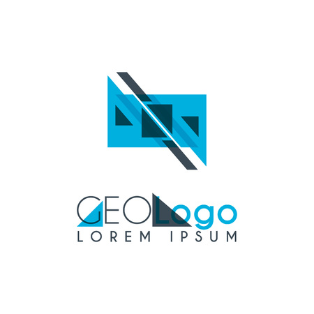 geometric logo with light blue and gray stacked for design 0.4のイラスト素材