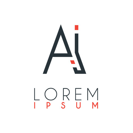 The logo between the letter A and letter I or AI with a certain distance and connected by orange and gray colorのイラスト素材