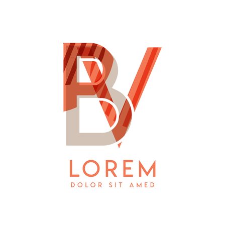 VB natural logo design with pink orange and gray color that can be used for creative business and advertising. BV logo is filled with bubbles and dots, can be used for all areas of the company