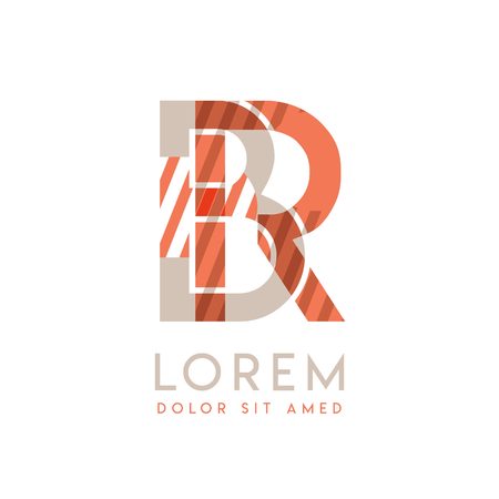 RB natural logo design with pink orange and gray color that can be used for creative business and advertising. BR logo is filled with bubbles and dots, can be used for all areas of the companyのイラスト素材