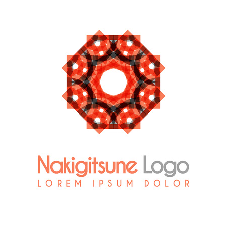 red and gray flower logos with geometric shapes. for the celebration of religion and architecture of the Middle East. suitable for corporate, business and development interiorsのイラスト素材