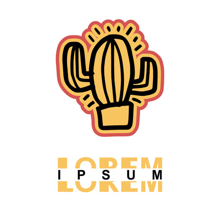 Cactus logo in cartoon images on paper. can be applied to various media either paper or plastic. This Cactus  logo with orange and pink lines can be used for various companiesのイラスト素材