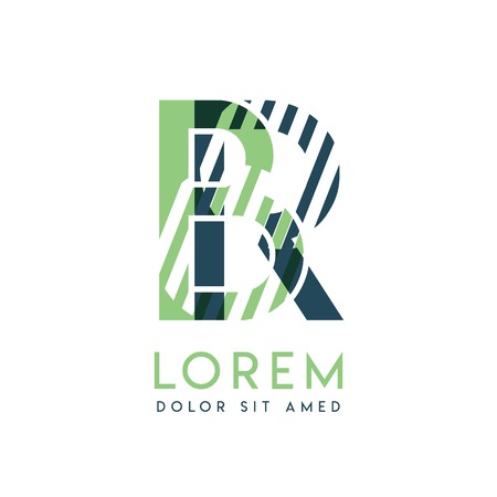 RB colorful logo design with green and dark green color that can be used for creative business and advertising. BR logo is filled with bubbles and dots, can be used for all areas of the companyのイラスト素材