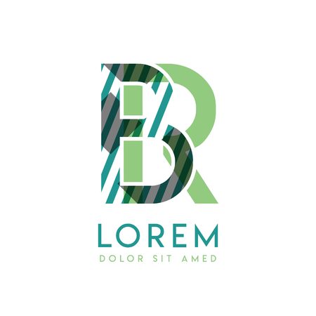 RB luxury logo design with green and dark green color that can be used for creative business and advertising. BR logo is filled with bubbles and dots, can be used for all areas of the companyのイラスト素材