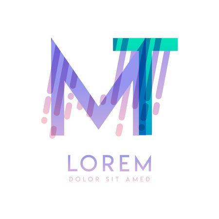 MT logo with the theme of galaxy speed and style that is suitable for creative and business industries. TM Letter Logo design for all webpage media and mobile, simple, modern and colorfulのイラスト素材