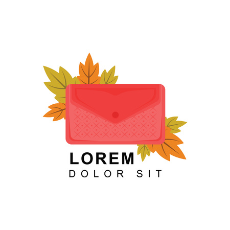 The pink bag logo, with ornamentation of green plants, was made for clothing companies, textiles, women's, fashion, industrial products. Easy to apply in various media such as cloth paper and plastic.のイラスト素材