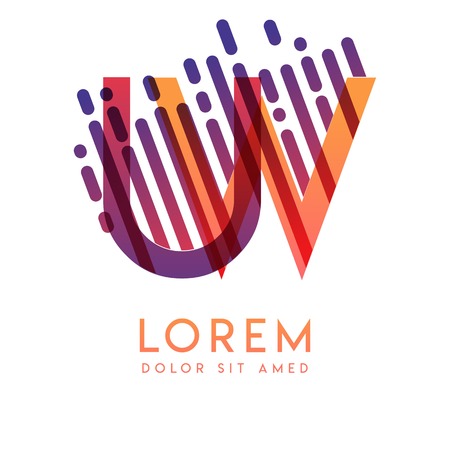 UW logo with the theme of galaxy speed and style that is suitable for creative and business industries. WU Letter Logo design for all webpage media and mobile, simple, modern and colorfulのイラスト素材