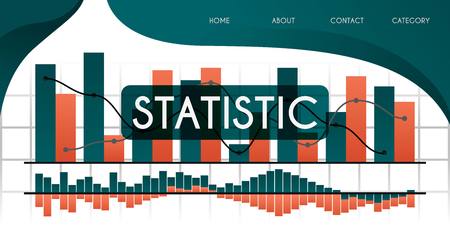 learn more about statistics and charts in developing economies, businesses and companies vector illustration concept, can be use for presentation, web, banner ui ux, landing pageのイラスト素材