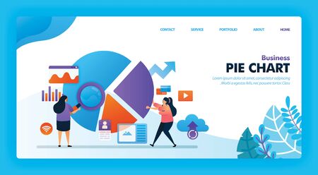 Landing page vector design of Business Diagram and Chart. Easy to edit and customize. Modern flat design concept of web page, website, homepage, mobile apps. character cartoon Illustration flat style.のイラスト素材