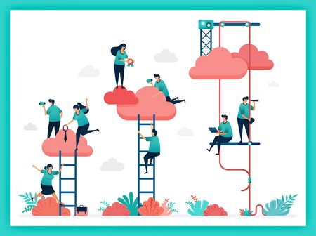 Vector of stair, job title, position. Increase position and ranking in company instantly. Try hard...