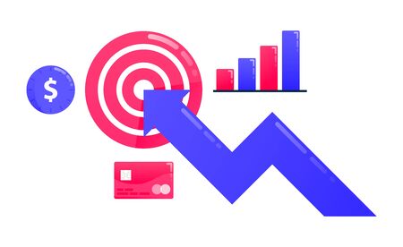Logos for achieve goals, business targets, arrows and darts, business motivation, business charts, financial performance. Logos can also be used for business, icon design, and graphic elementsのイラスト素材