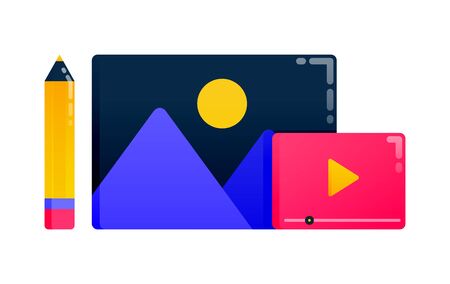 Logos for video and images edit, illustration for production house and photography. Logos can also be used for business, icon design, and graphic elementsのイラスト素材
