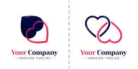 The two logos love sideways and are connected to each other. Templates can be used for corporate, apps, events, poster, brochure, wedding invitation, valentine greeting card, website, bannerのイラスト素材