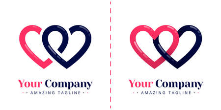 Double love logo for connected and infinity relationships. Templates can be used for corporate, dating apps, business wedding events, poster, brochure, wedding invitation, card, website, bannerのイラスト素材