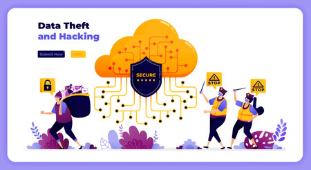 cloud security guard systems from theft and misuse of digital user data.のイラスト素材