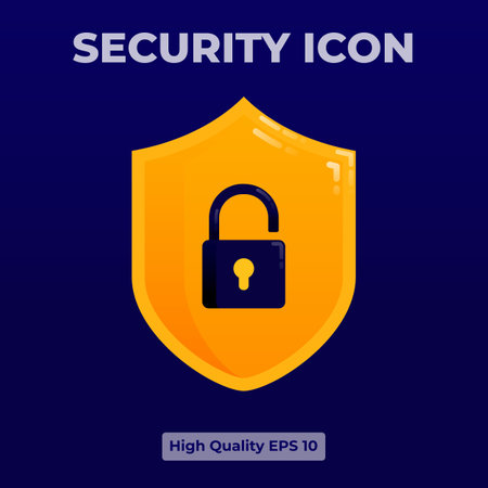 Yellow security Icon illustration with 3d flat style.のイラスト素材