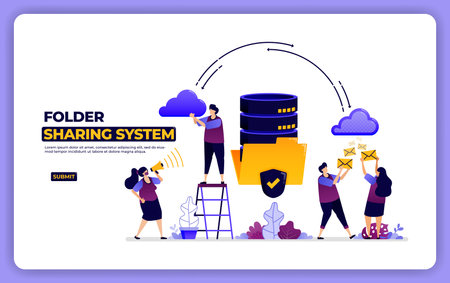 website design of folder sharing system. database system data sharing management.のイラスト素材