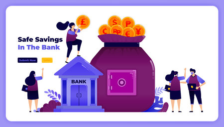 financial security and protection in banking for investment and savings.のイラスト素材