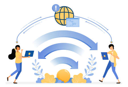 Banner vector design of wifi for communication technology and internet networks data transfer. Illustration concept be use for landing page, template, ui ux, web, mobile app, poster, banner, websiteのイラスト素材