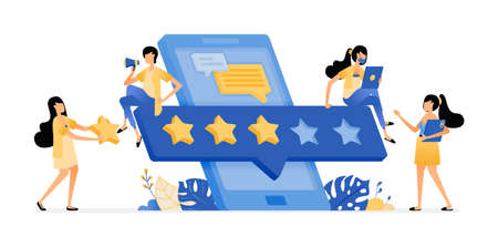 rating and review of user satisfaction in mobile apps development. vector illustration concept can...
