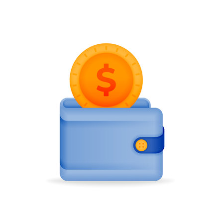 Saving and Investment Icon. Cashless Icon. Money in Wallet Icon. Budget Icon. Can be used for banking, financial, purchase, bill, taxation, payment, sell, buy, trade, transaction, debt, loanのイラスト素材