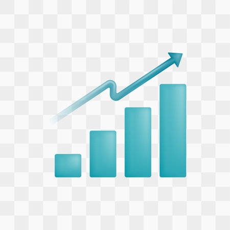 Vector icon with 3d render style of bar chart with up arrow. for companies, corporate, banking or financial businesses. Can be used for ads, poster, startup mobile apps, banner, website, social mediaのイラスト素材